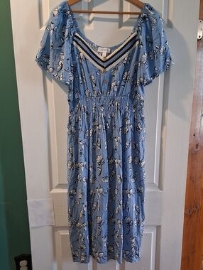 Luxology Light Blue Floral Maxi Dress